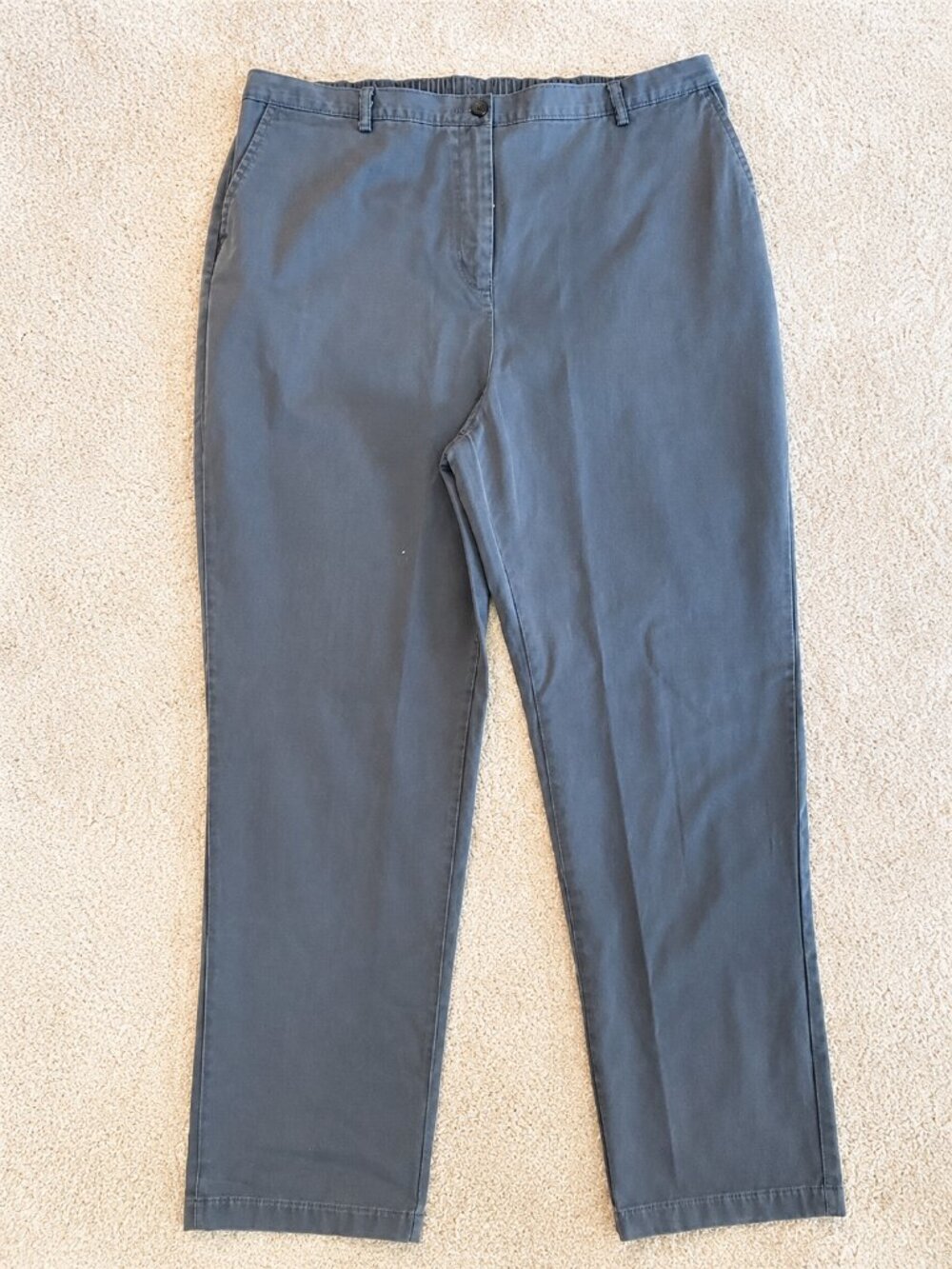 Lands’ End Women’s 18T Gray Pants zip fly Elastic Back Waist Straight Leg Tall